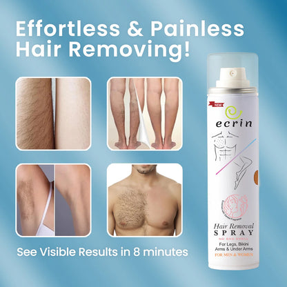 Ecrin Painless Hair Removal Foaming Spray (New 200ml) | Fast 8-Minute Action for Men & Women