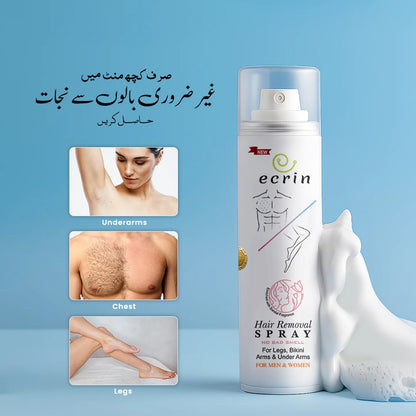 Ecrin Painless Hair Removal Foaming Spray (New 200ml) | Fast 8-Minute Action for Men & Women