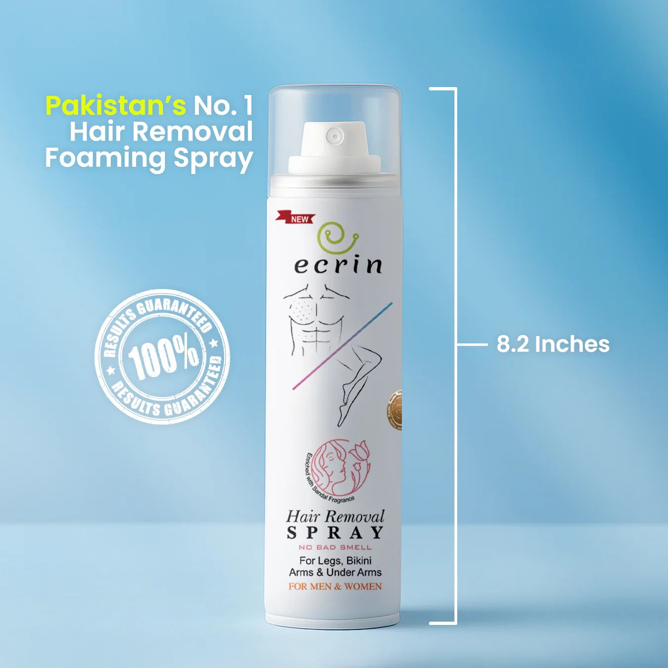 Ecrin Painless Hair Removal Foaming Spray (New 200ml) | Fast 8-Minute Action for Men & Women