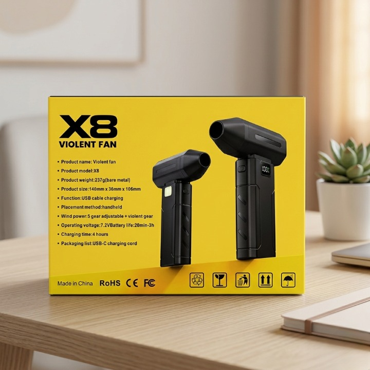 X8 Violent Fan | Ultra-Powerful Handheld Mini Turbo Jet Blower with LED Display