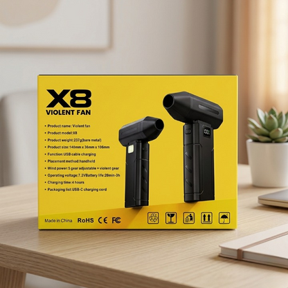 X8 Violent Fan | Ultra-Powerful Handheld Mini Turbo Jet Blower with LED Display
