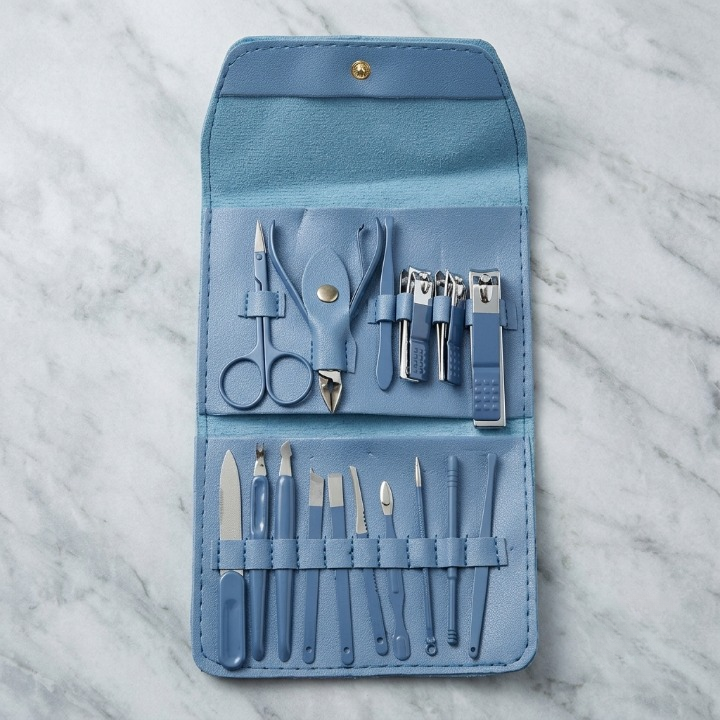 Premium 16-Piece Manicure & Pedicure Grooming Kit | Professional Stainless Steel Nail Care Set with PU Leather Travel Case