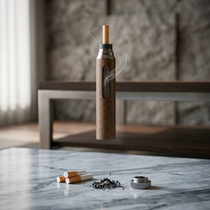 Premium Wooden Portable Ash Catcher & Cigarette Holder | Mess-Free Anti-Ash Tube with Universal Adapters