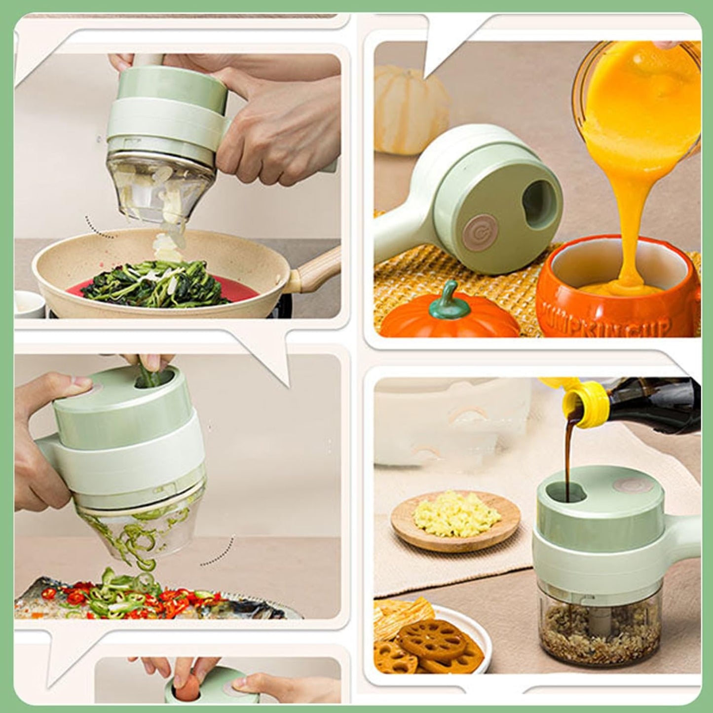 4-in-1 Portable Electric Vegetable Cutter & Chopper | Smart Handheld Wireless Food Processor