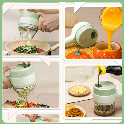 4-in-1 Portable Electric Vegetable Cutter & Chopper | Smart Handheld Wireless Food Processor