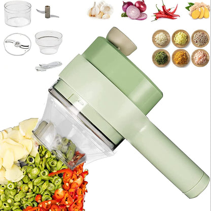 4-in-1 Portable Electric Vegetable Cutter & Chopper | Smart Handheld Wireless Food Processor