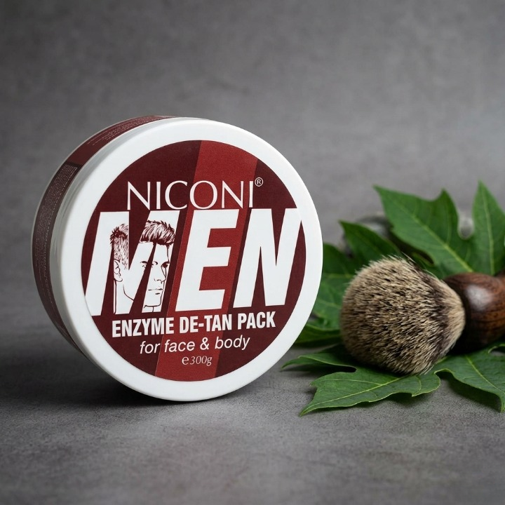 NICONI Men's Enzymatic De-Tan & Charcoal Pack | Deep Cleansing Face & Body Exfoliator