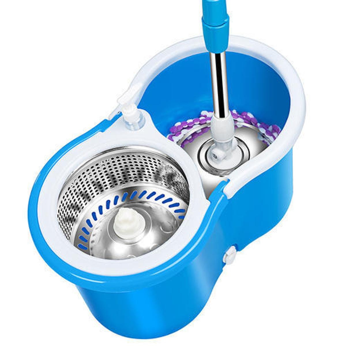 360° Spin Mop & Bucket System | Stainless Steel Wringer with Built-In Soap Dispenser