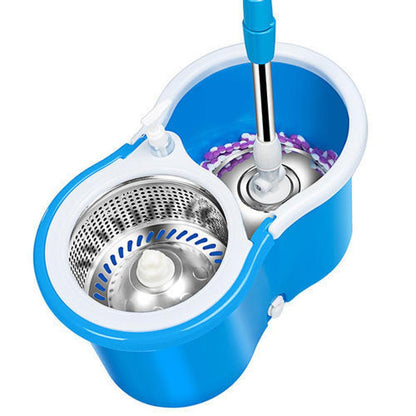 360° Spin Mop & Bucket System | Stainless Steel Wringer with Built-In Soap Dispenser