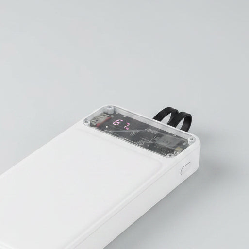 Cyber-Clear 20000mAh Power Bank | PD 22.5W Super Fast Charger with Built-In Dual Cables & LED Display