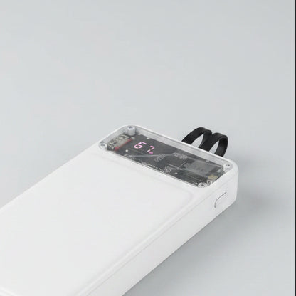 Cyber-Clear 20000mAh Power Bank | PD 22.5W Super Fast Charger with Built-In Dual Cables & LED Display