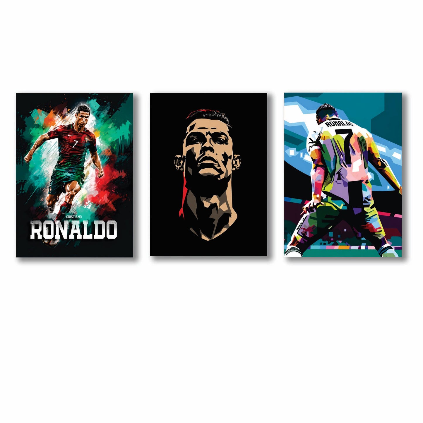 Set of 3 Cristiano Ronaldo CR7 Wall Art Frames | 8x11 Inches Premium Football Poster Decor