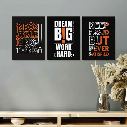 Set of 3 Motivational Wall Art Frames | 8x11 Inches Premium Typography Decor for Office, Gym & Study Room