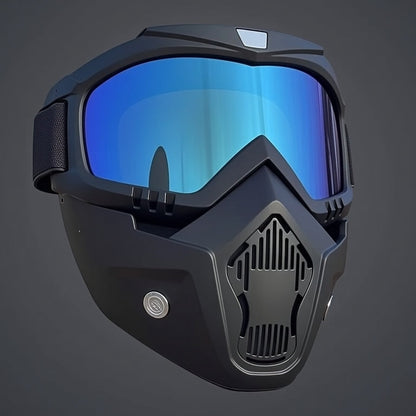 Ultimate Tactical Motorcycle Goggles with Detachable Face Mask | Anti-Fog, UV400, Windproof Riding Shield for Motocross, Skiing & Outdoor Sports