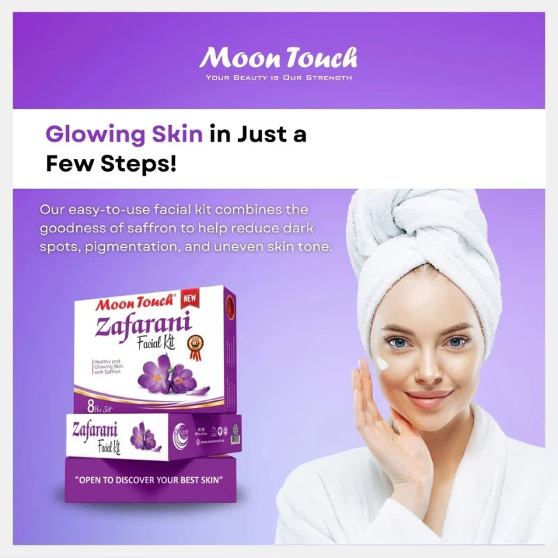 Moon Touch Zafarani Facial Kit | Premium 8-Piece Saffron Skin Whitening & Anti-Aging Set